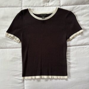 Rachel Zoe Black and Cream Ribbed Tee